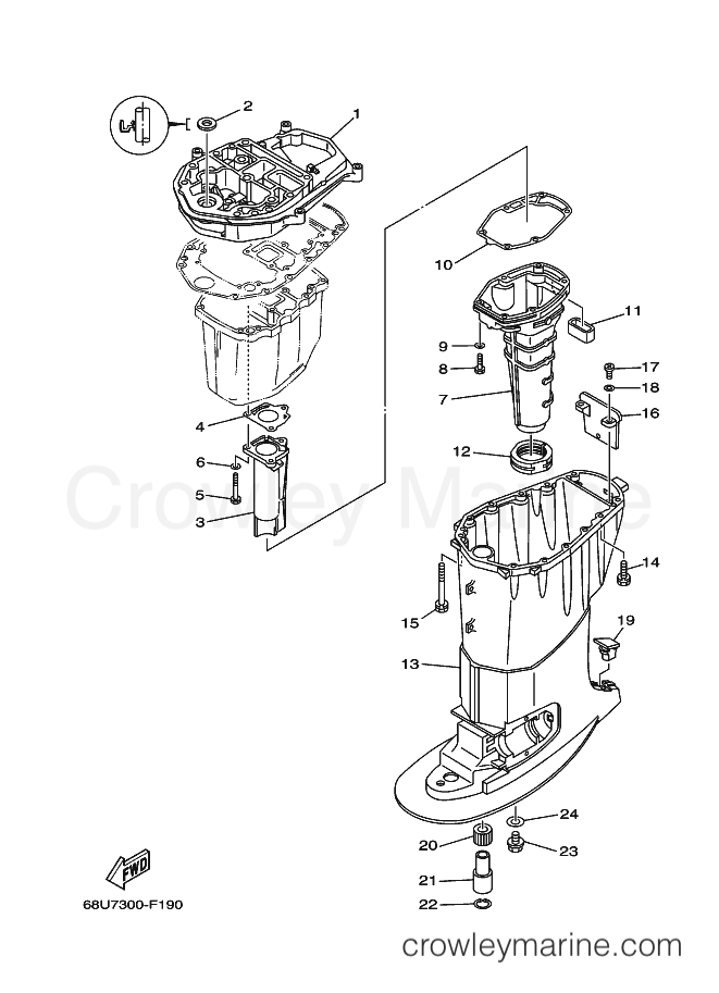 Yamaha Motors FT25BETL (68U7) [090] - UPPER CASING