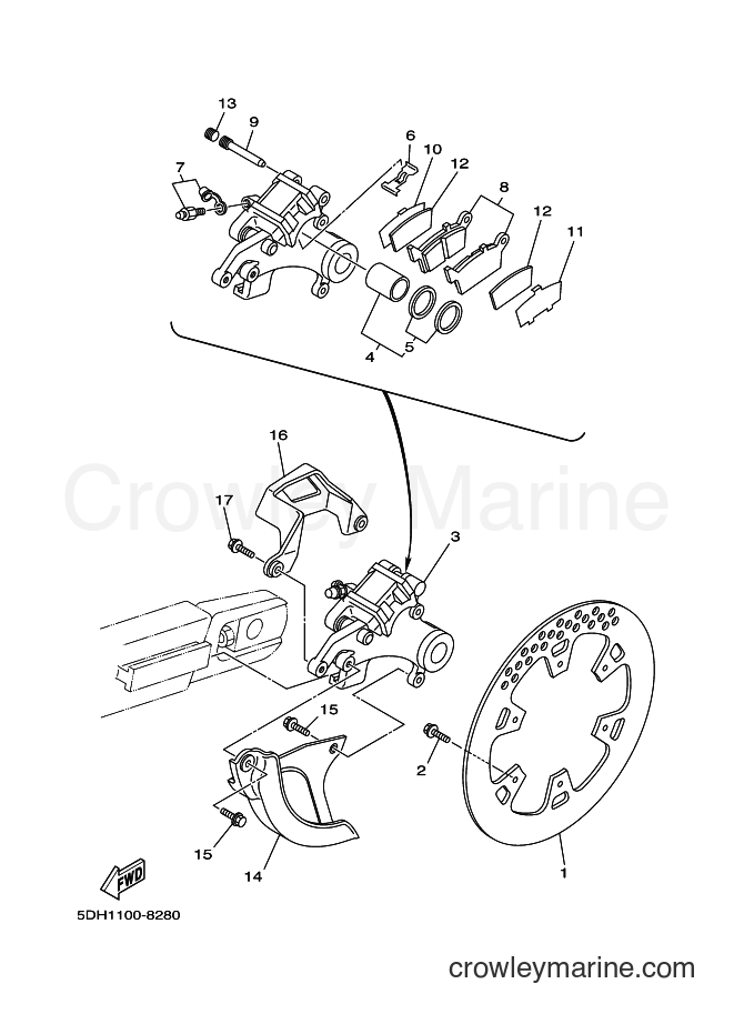 Yamaha Motors YZ125 (5DH2) [010] - REAR BRAKE CALIPER