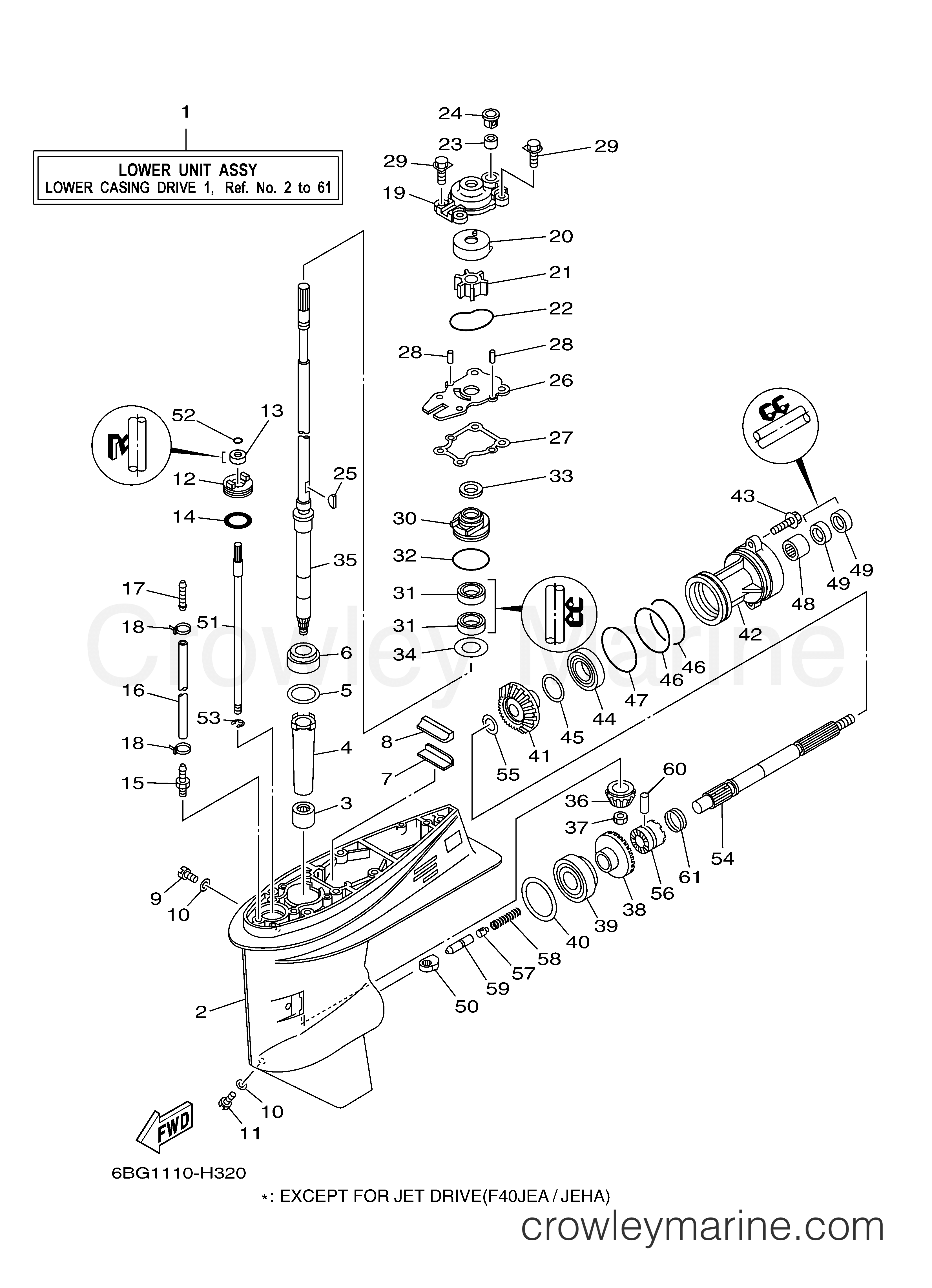 Yamaha Motors F40LEHA - LOWER CASING DRIVE 1