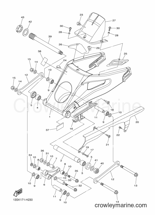 2012 Sport Bike YZF-R6 - YZF-R6 (1JSF) [010] - REAR ARM