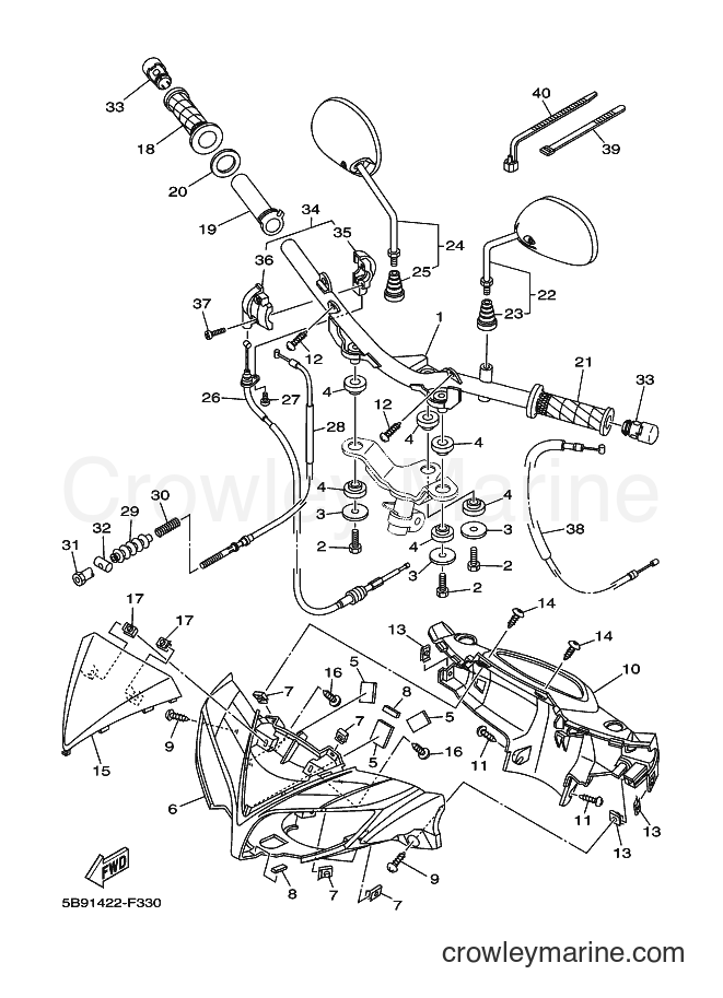 Yamaha Motors T110E (5B98) [010] - STEERING HANDLE & CABLE