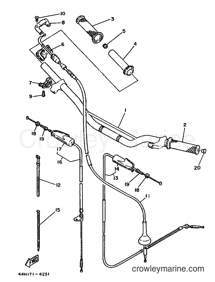 1986 Dirt Bike TY250R - TY250R (2AF) [999] - STEERING HANDLE & CABLE