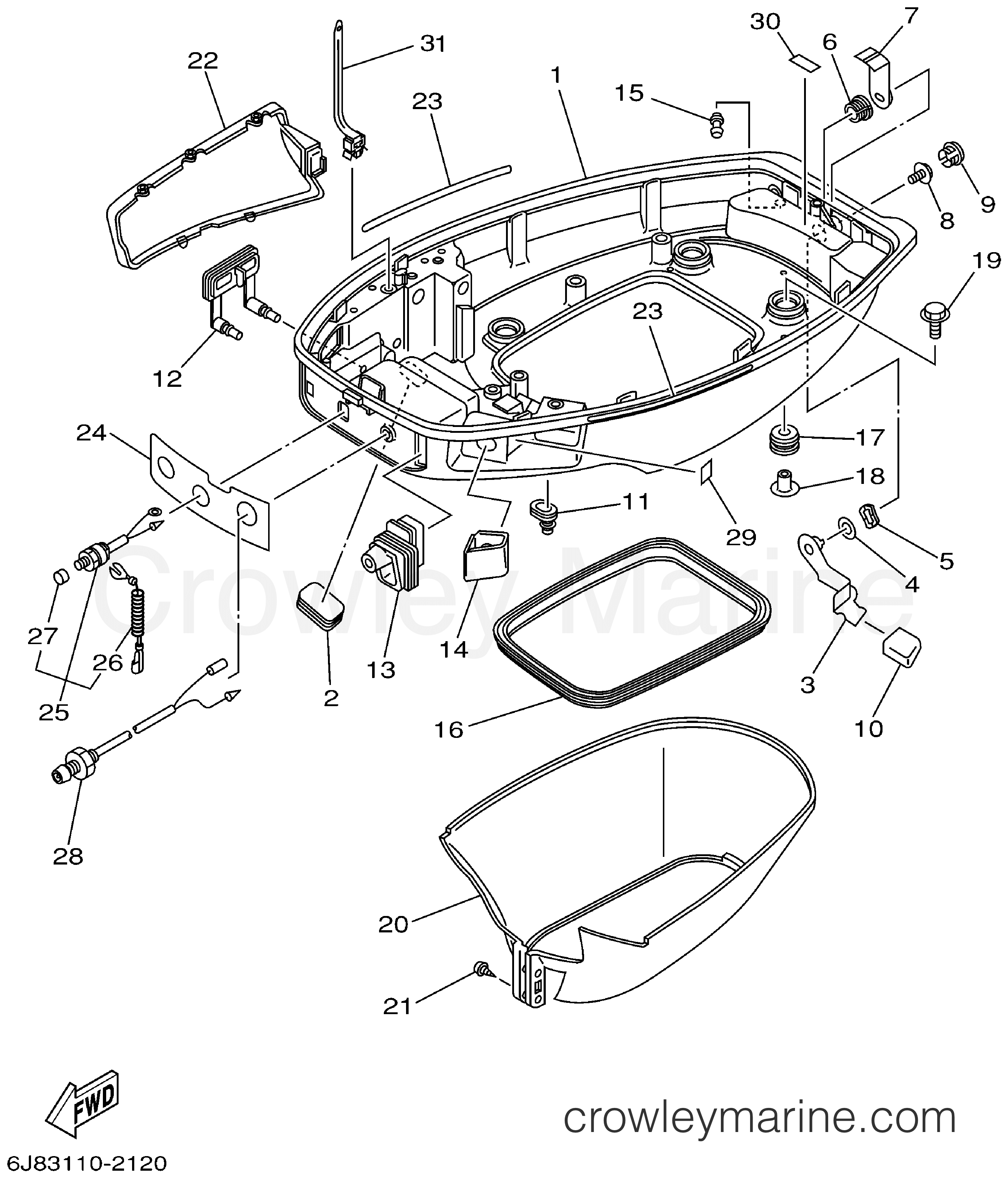 Yamaha Motors 30MSHA - BOTTOM COWLING