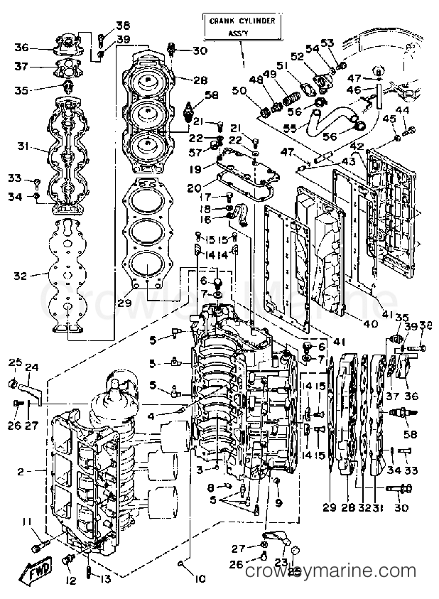 Yamaha Motors 175ETLDA - CYLINDER CRANKCASE