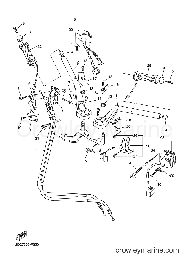 2008 Sport Bike FJR1300AS - FJR1300AS (2D2E) [010] - STEERING HANDLE & CABLE