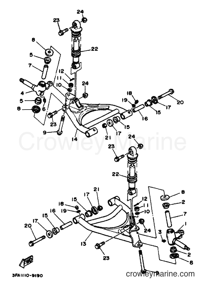 1990 ATV YFA1 - YFA1 (3FA4) [010] - FRONT SUSPENSION & WHEEL