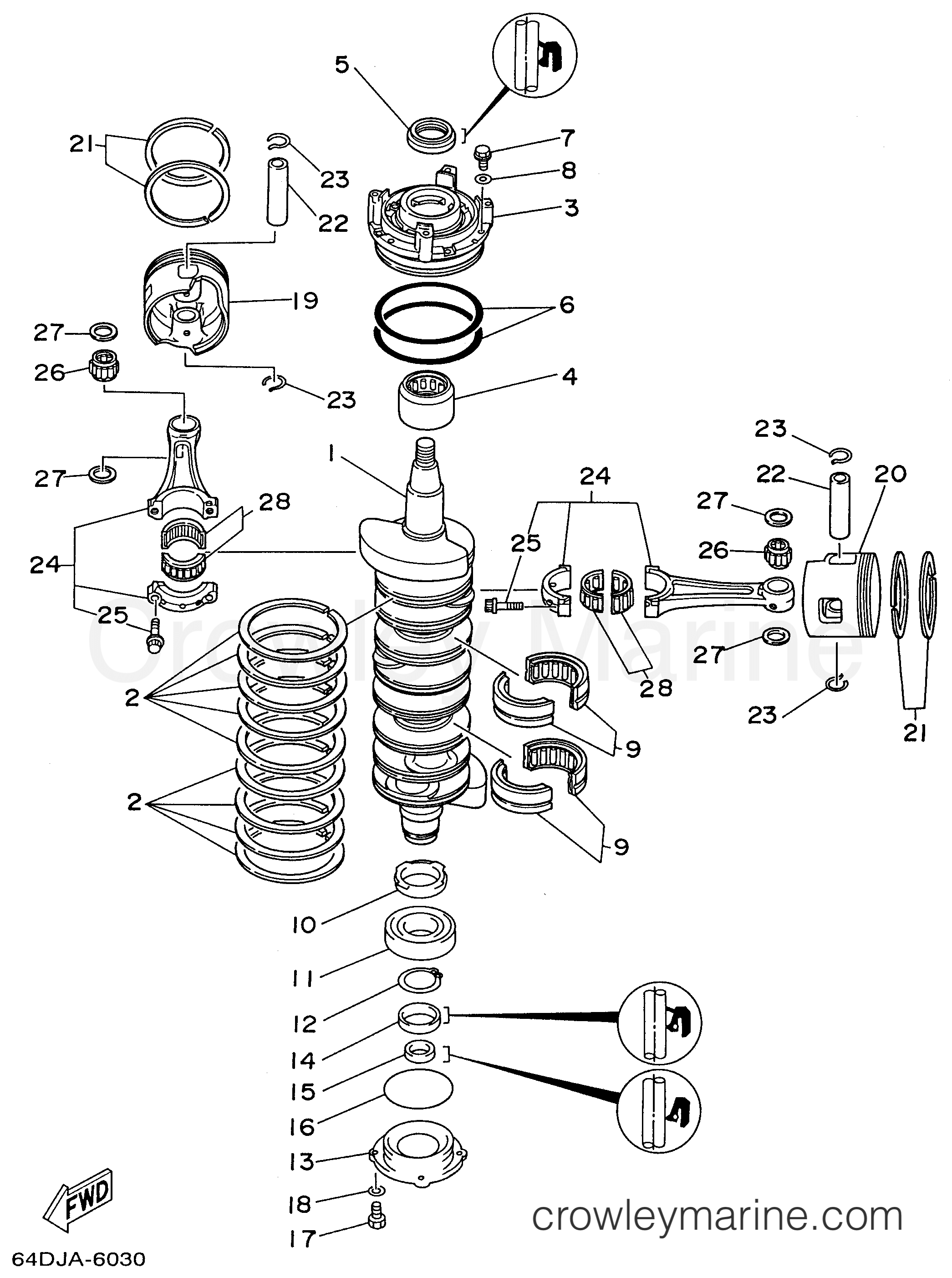 Yamaha Motors 225TLRU - CRANKSHAFT PISTON