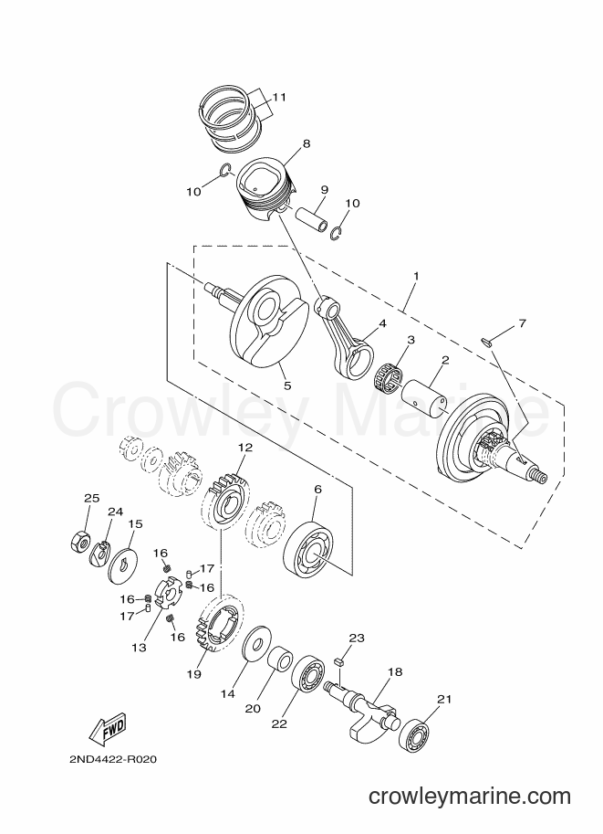 Yamaha Motors T150 (2NDF) [010] - CRANKSHAFT & PISTON