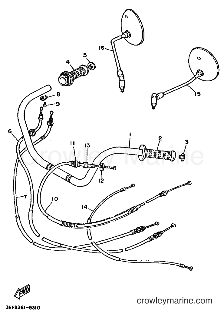1989 Cruiser XV1100 - XV1100 (3LP1) [99C] - STEERING HANDLE & CABLE