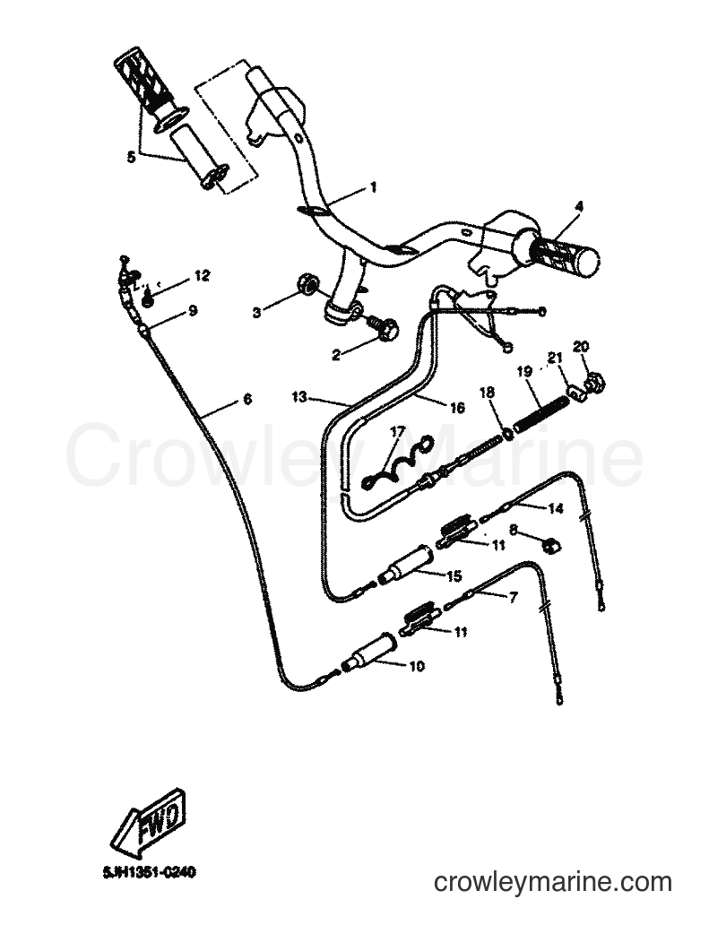 Yamaha Motors EW50 (5LH1) [020] - STEERING HANDLE & CABLE