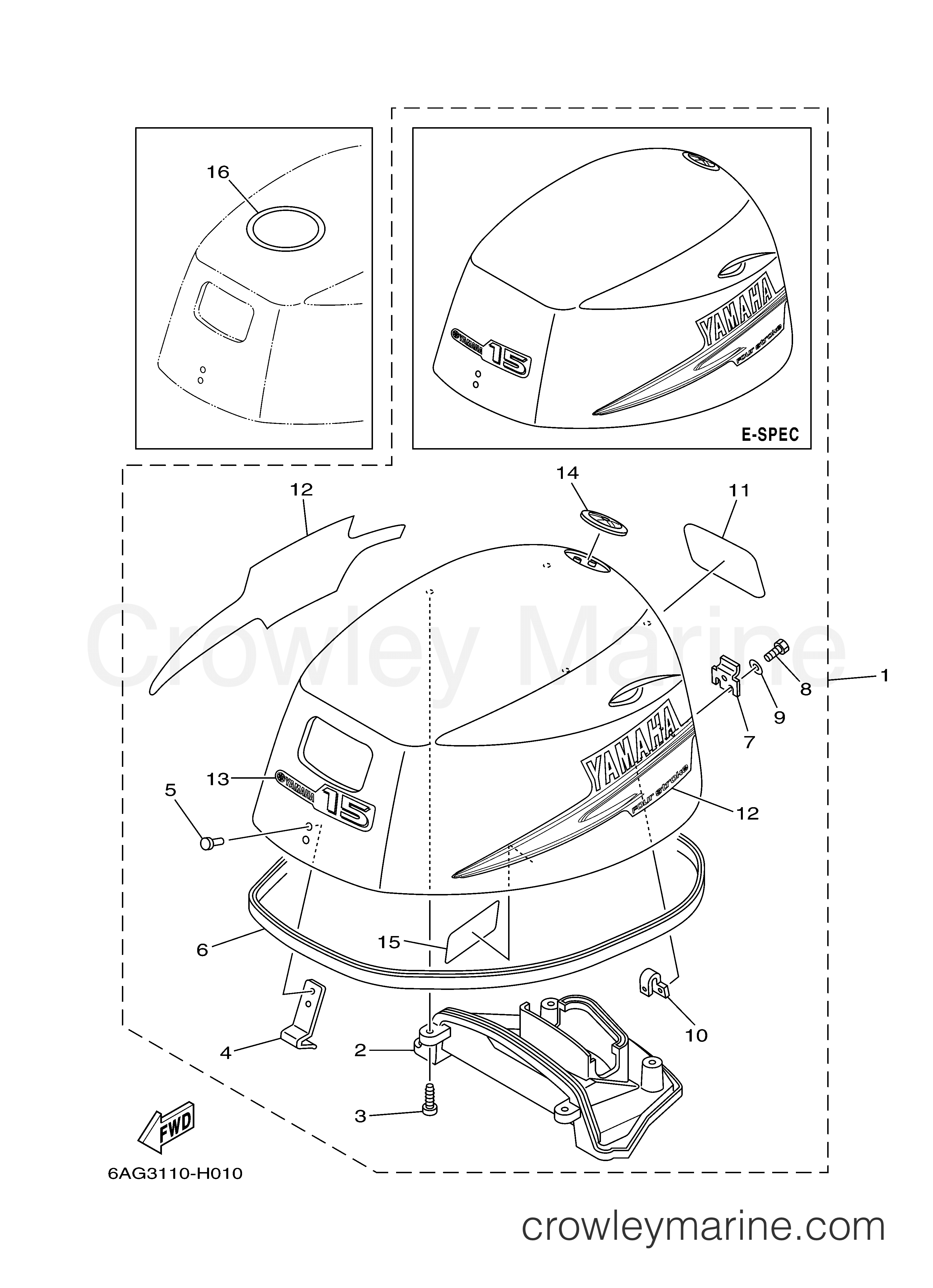Yamaha Motors F15CMSH - TOP COWLING