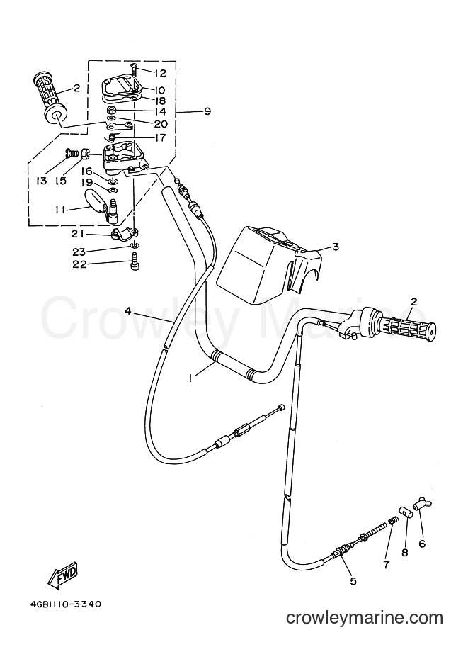 1993 ATV YFM400FW - YFM400FW (4GB2) [010] - STEERING HANDLE & CABLE