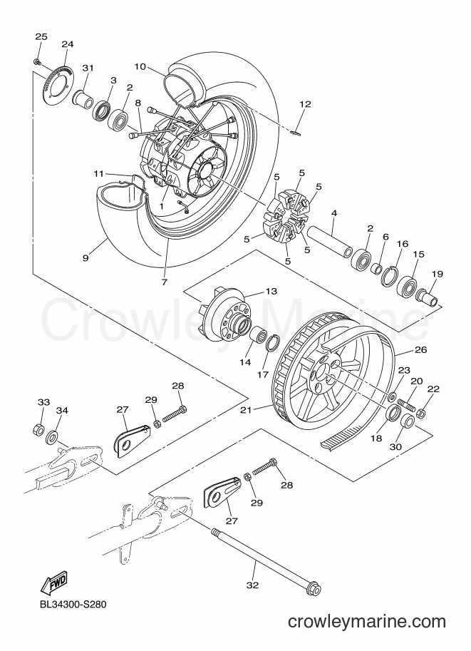 2017 Cruiser XVS950CU-A - XVS950CU-A (BP67) [010] - REAR WHEEL