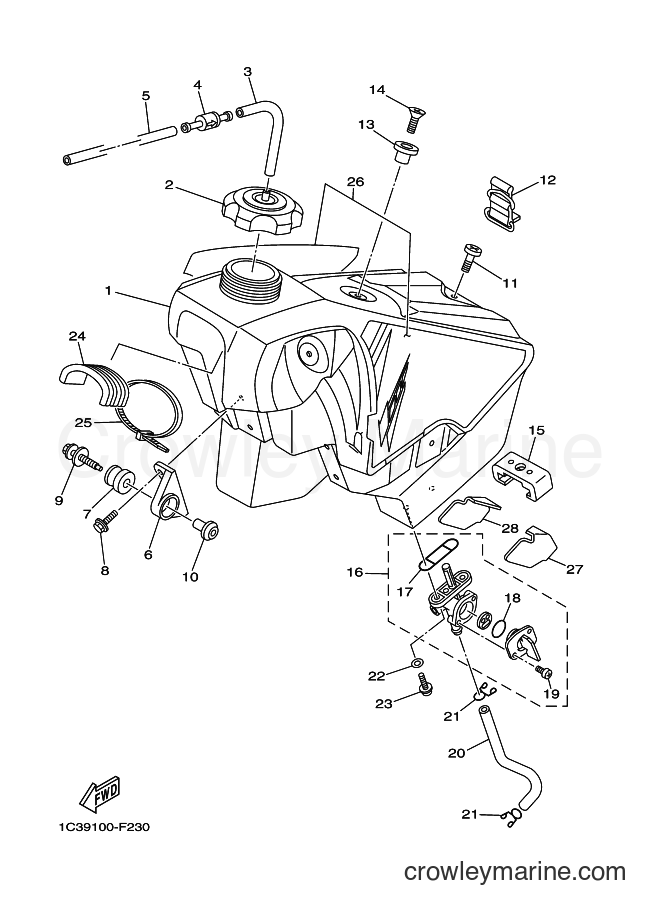 Yamaha Motors YZ250 (1P89) [020] - FUEL TANK