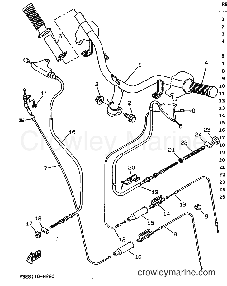 1990 Scooter CW50 - CW50 (3VL1) [999] - STEERING HANDLE & CABLE
