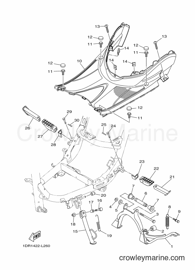 2012 Scooter XC115S - XC115S (1DR2) [010] - STAND & FOOTREST