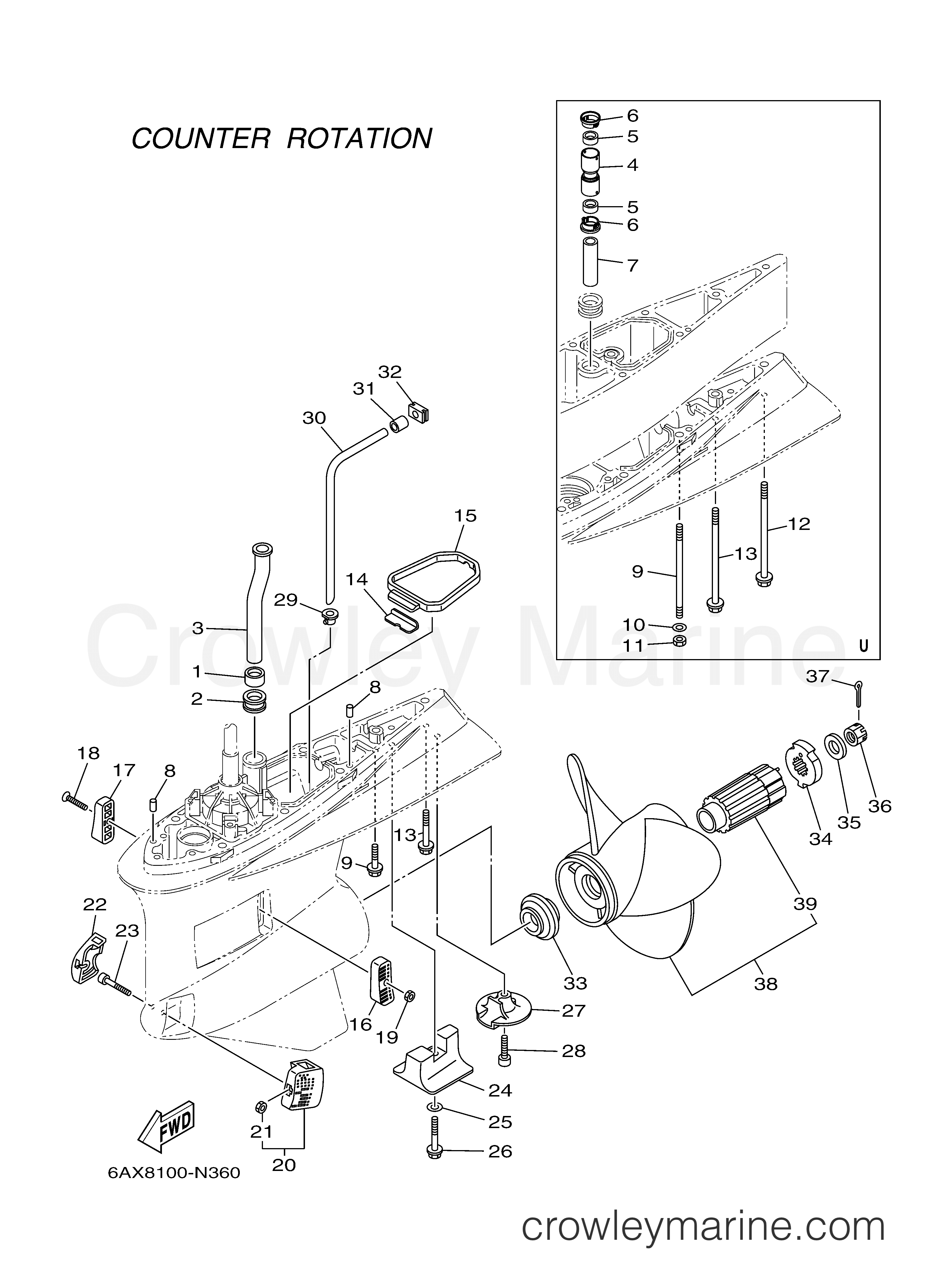 Yamaha Motors F350NCB - LOWER CASING DRIVE 4