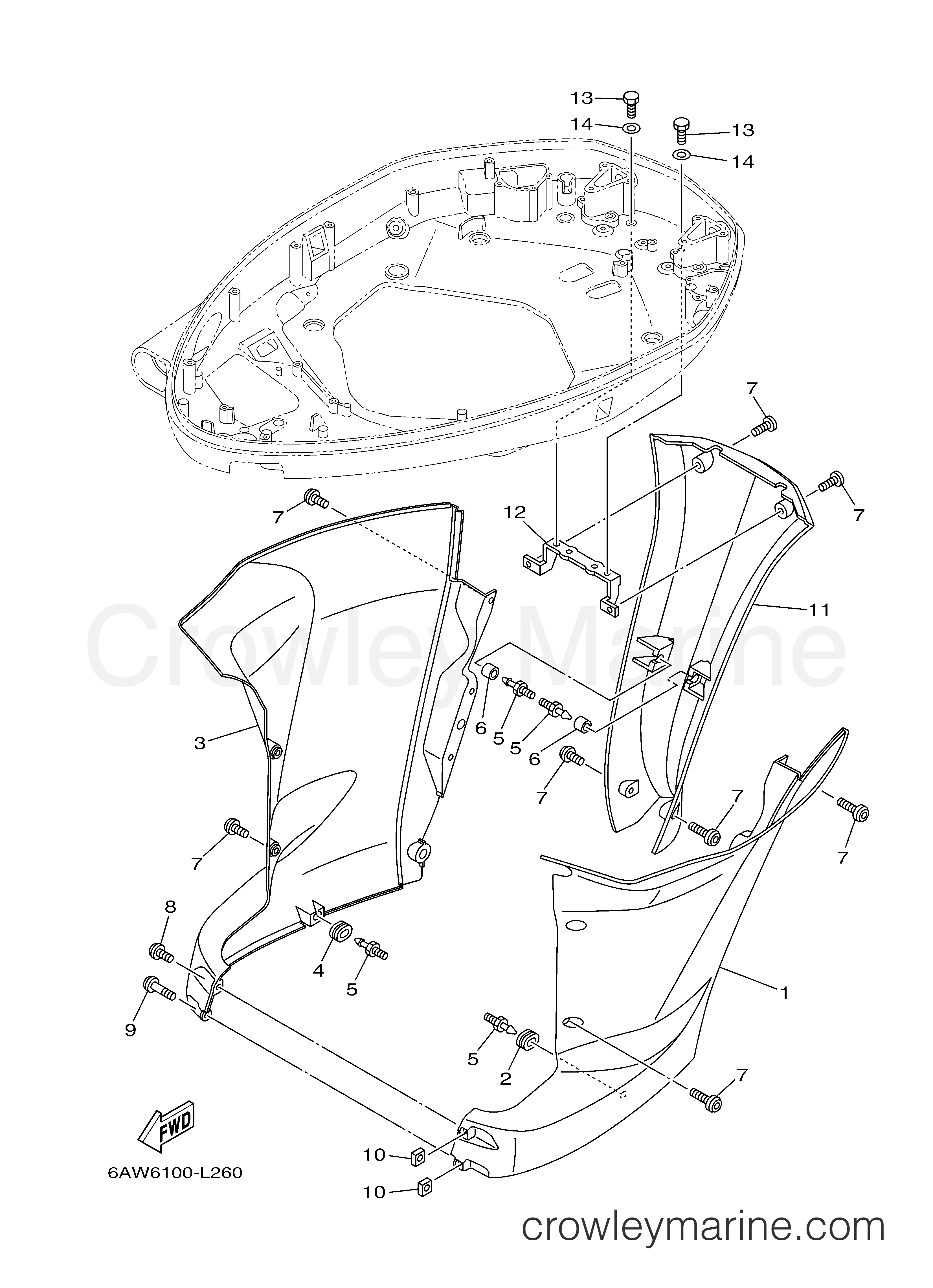 Yamaha Motors LF350UCB - BOTTOM COWLING 3
