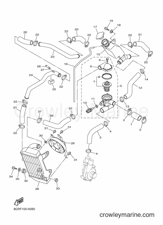 2015 Snowmobile RPZ50S - RPZ50S (8GNJ) [010] - RADIATOR & HOSE