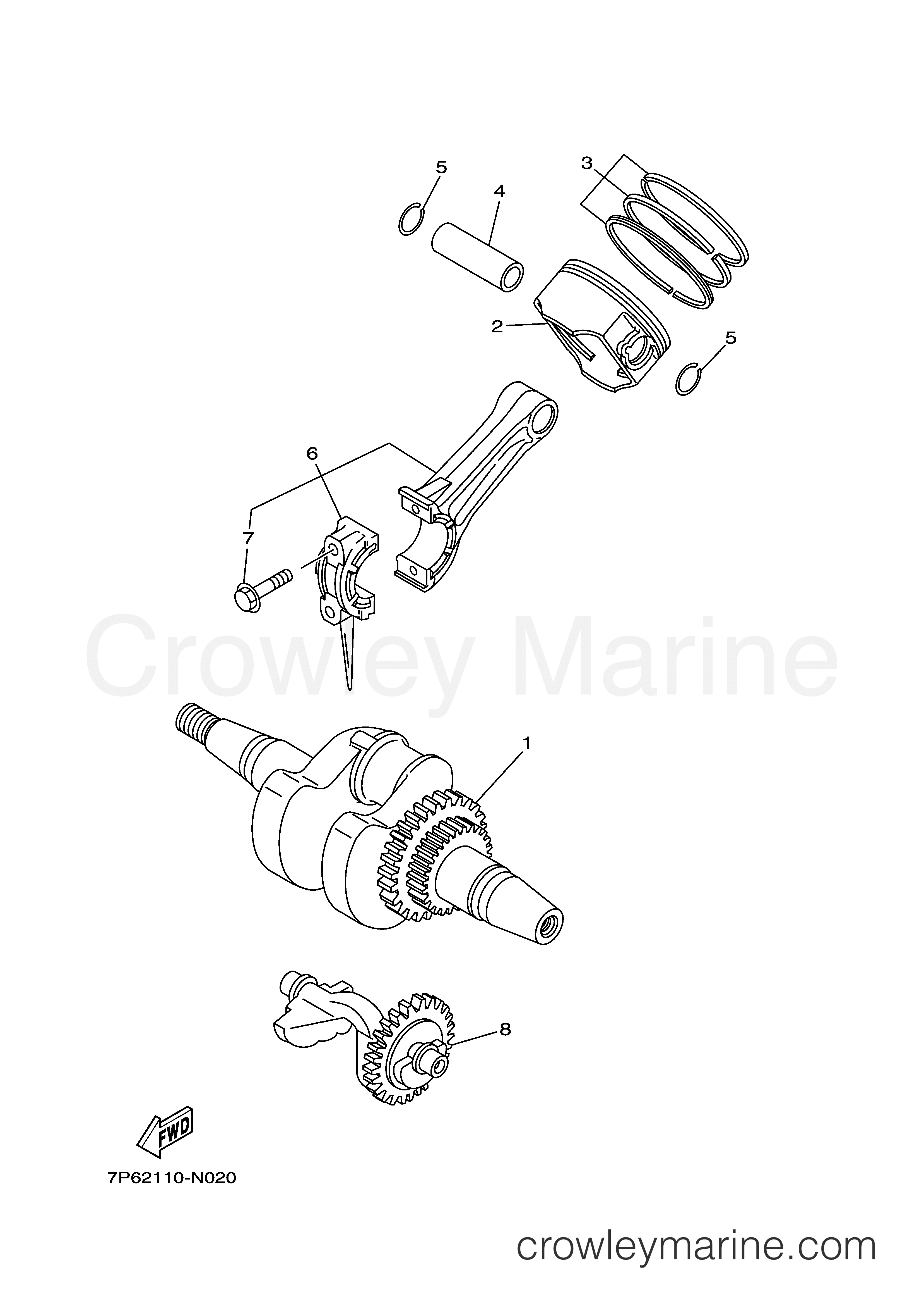 CRANKSHAFT PISTON 2014 Generator 7200 EF7200DE Crowley Marine