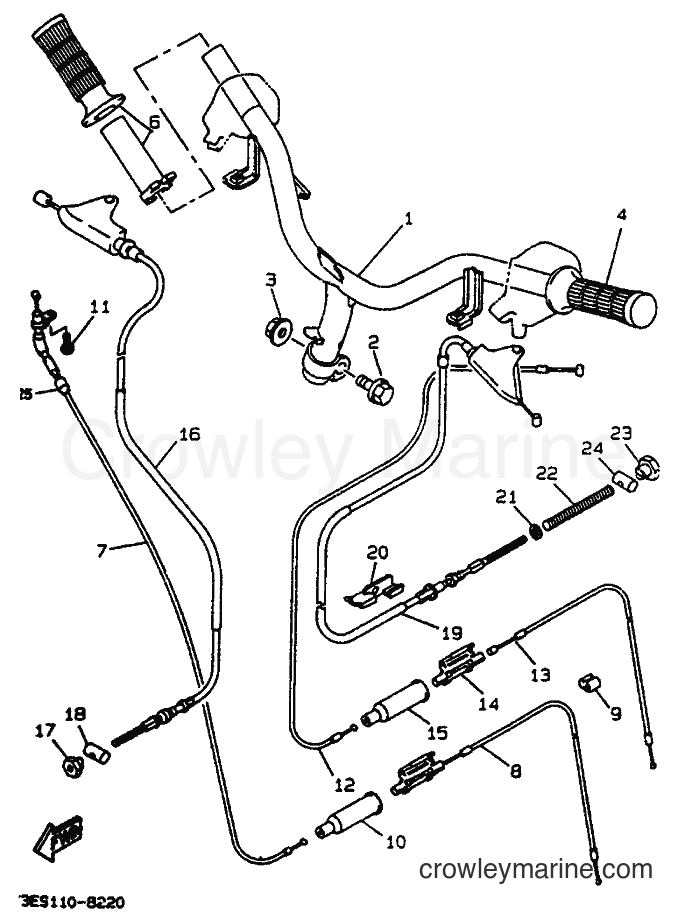 1992 Scooter CW50 - CW50 (4EY1) [999] - STEERING HANDLE & CABLE