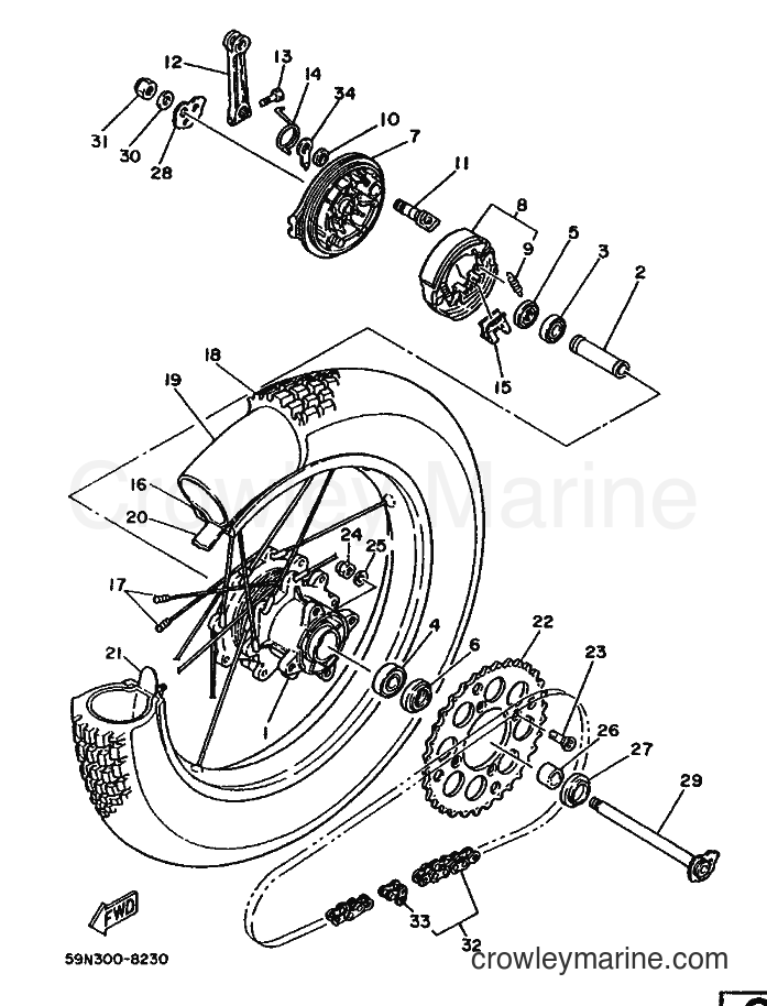 Yamaha Motors TY250 (59N) [99A] - REAR WHEEL