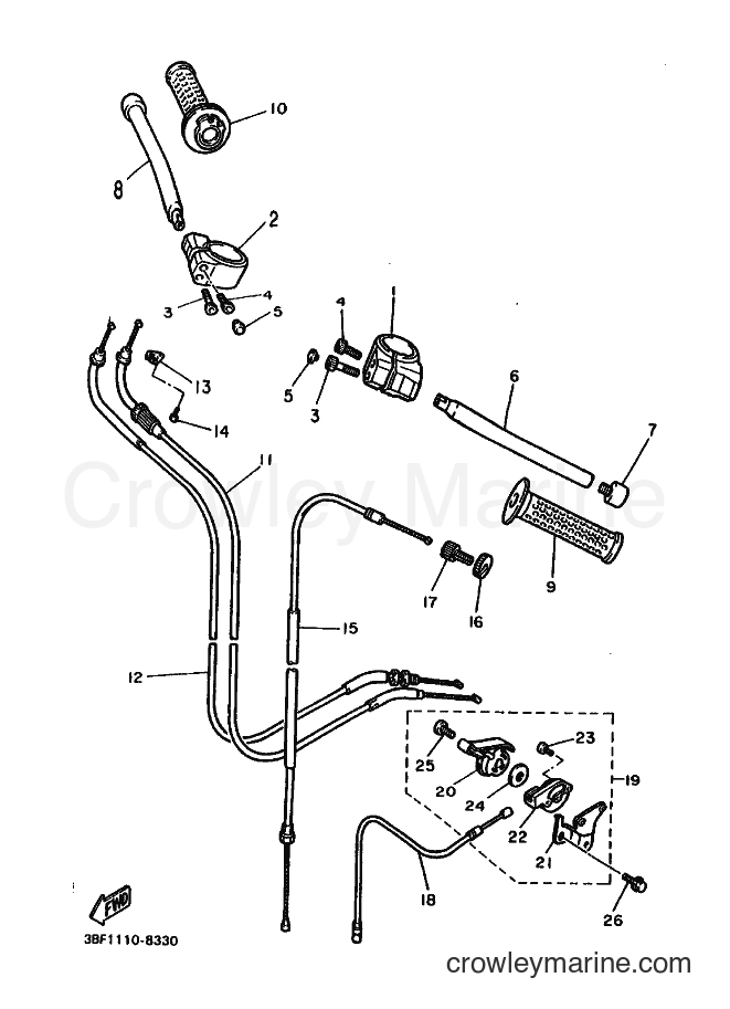 1988 Sport Bike FZR400 - FZR400 (3BF2) [010] - STEERING HANDLE & CABLE
