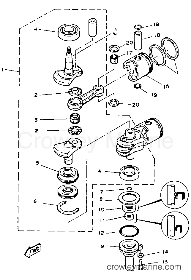Yamaha Motors C25ELHP - CRANKSHAFT PISTON