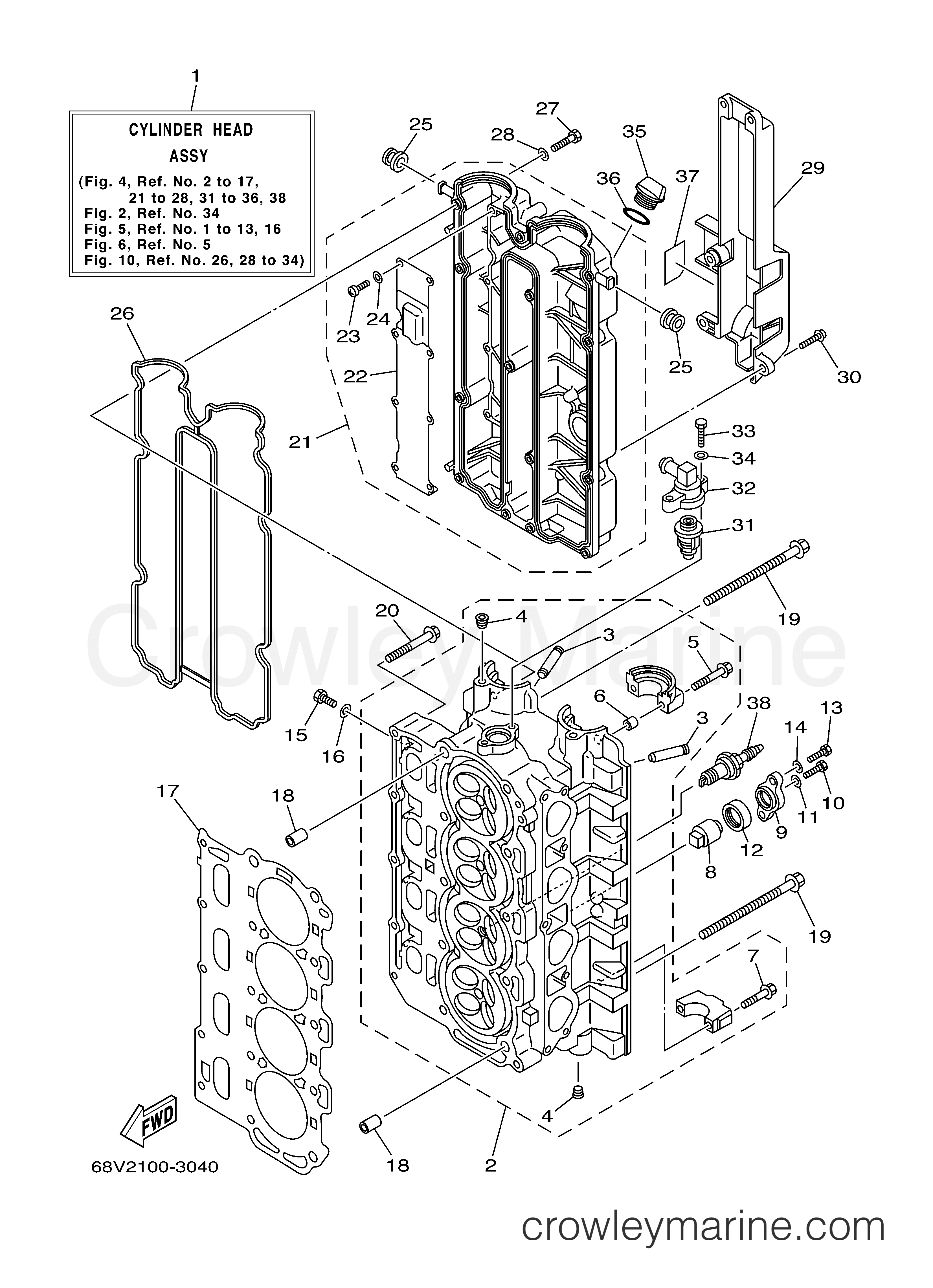 Yamaha Motors F115TXRB - CYLINDER CRANKCASE 2