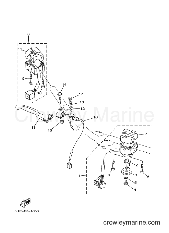 Yamaha Motors T105E (5SD2) [010] - HANDLE SWITCH & LEVER