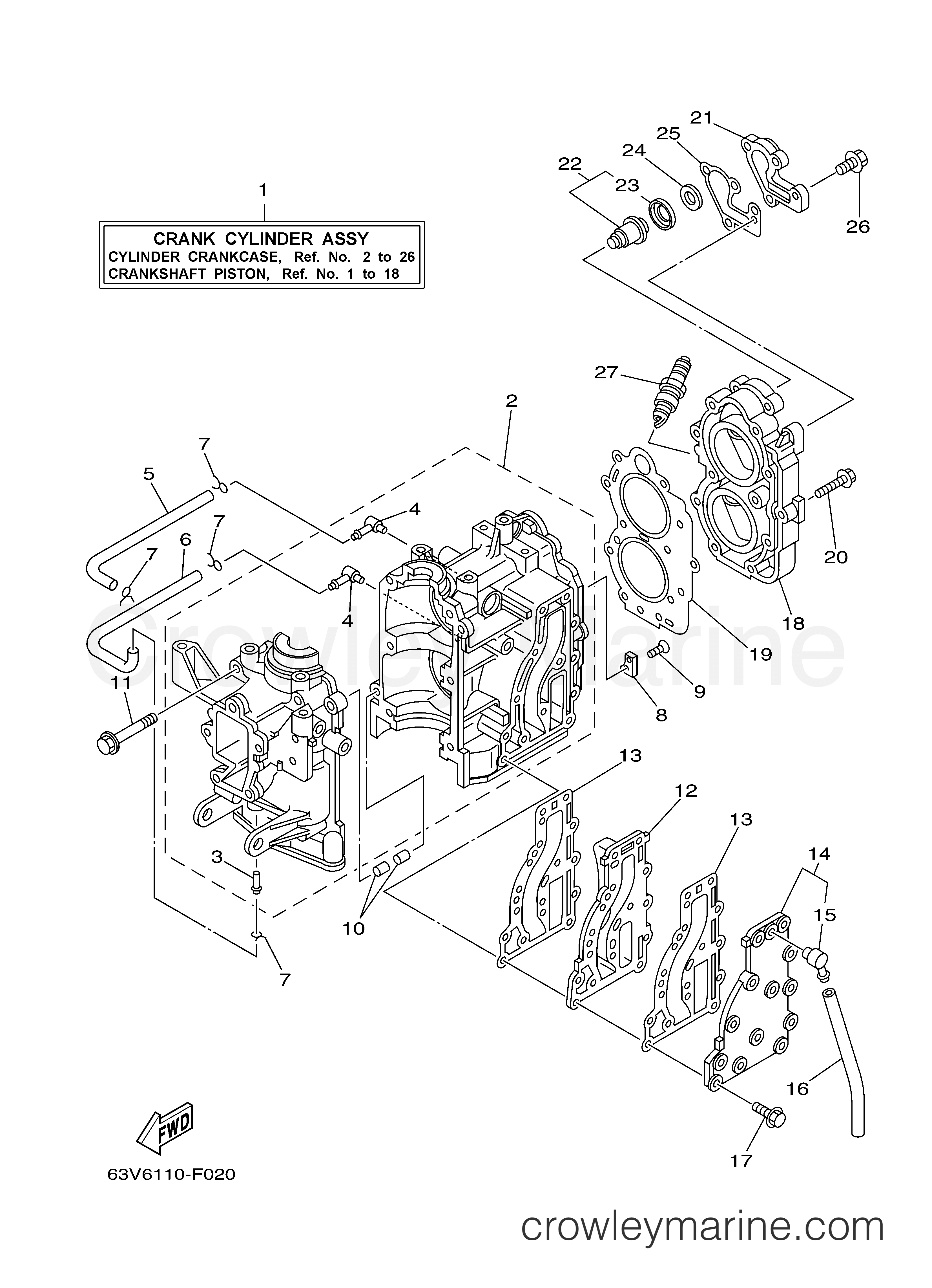 Yamaha Motors 15MSH - CYLINDER CRANKCASE