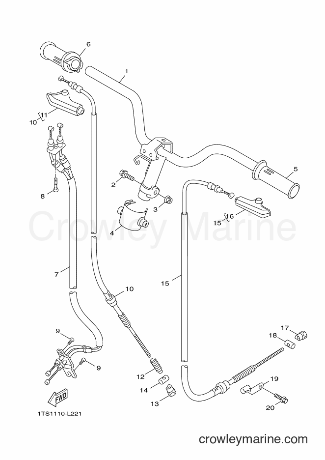 Yamaha Motors XC50 (1TSC) [010] - STEERING HANDLE & CABLE