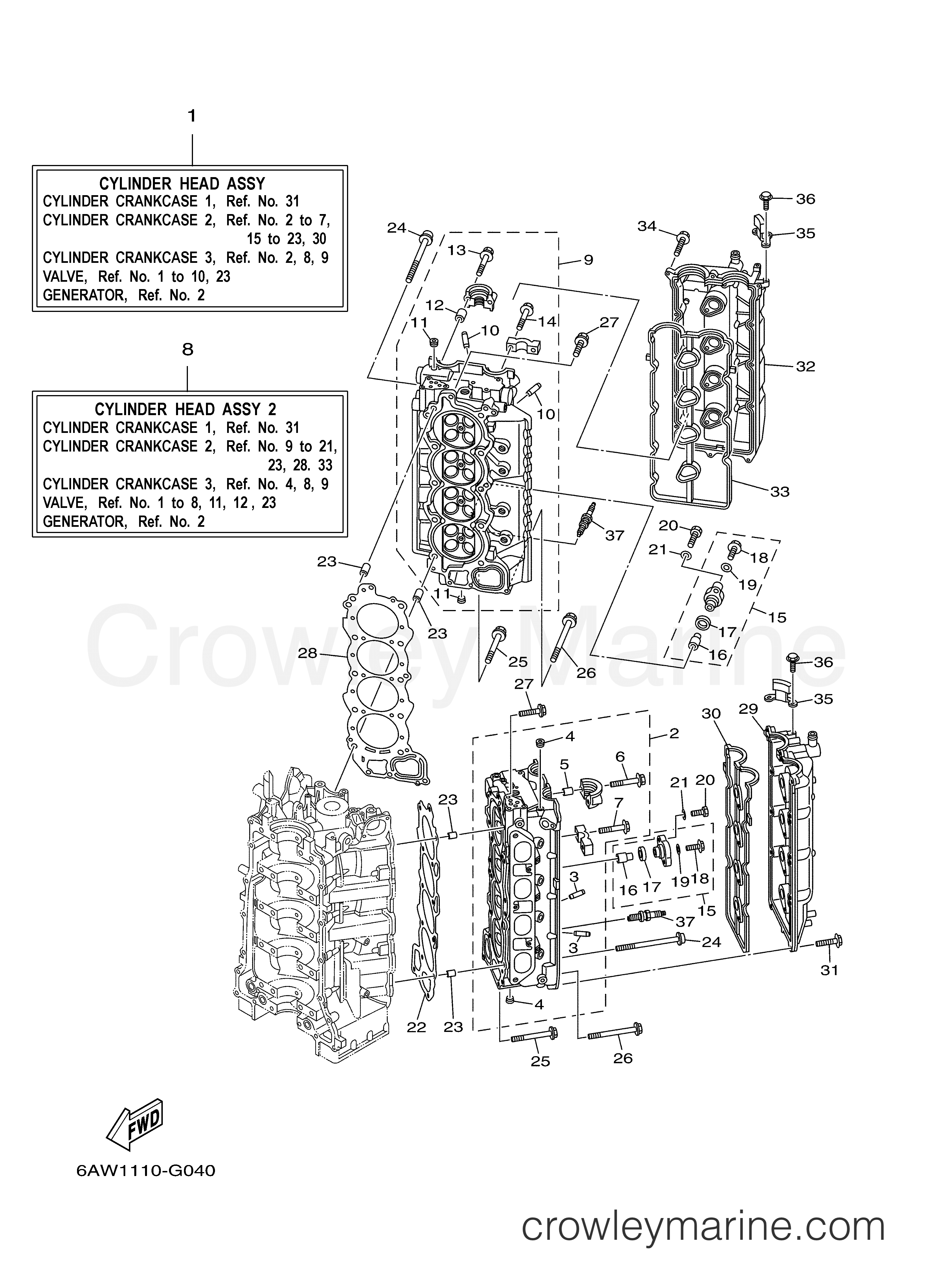Yamaha Motors F350XCA - CYLINDER CRANKCASE 2