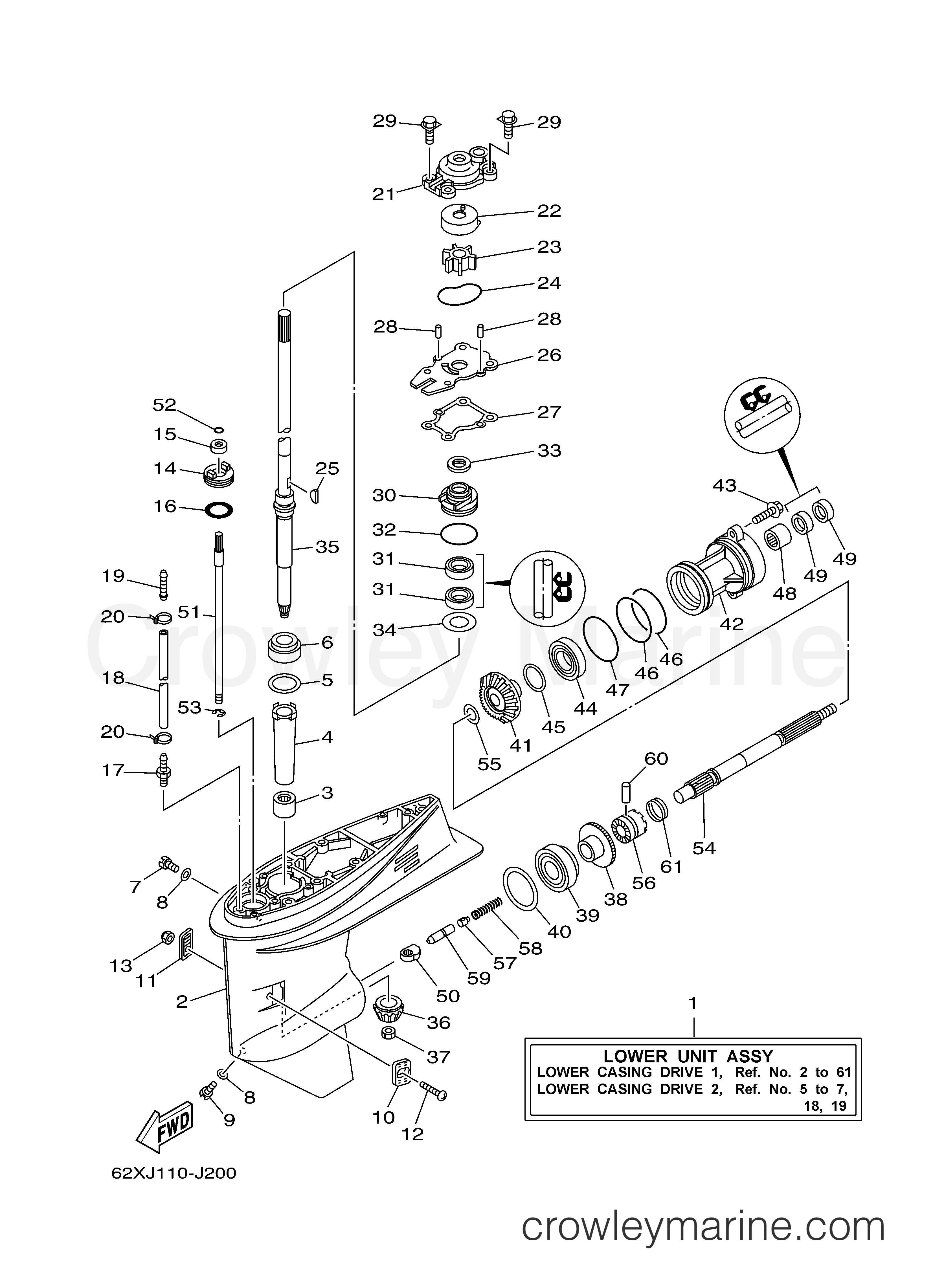 Yamaha Motors 50TLR - LOWER CASING DRIVE 1