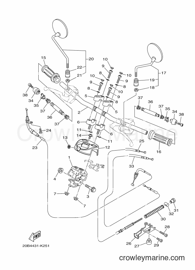 Yamaha Motors AF115S (20B9) [010] - STEERING HANDLE & CABLE
