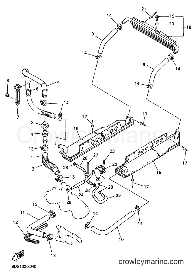 Yamaha Motors VX700XT (8DS2) [020] - RADIATOR & HOSE