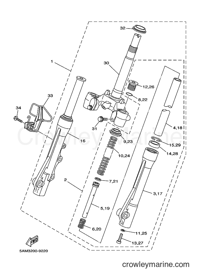 Yamaha Motors T105E (5AM4) [010] - FRONT FORK