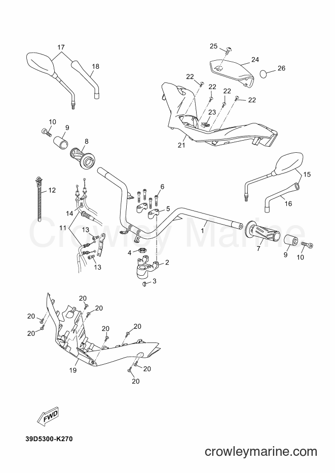 Yamaha Motors YP125R (2AB5) [040] - STEERING HANDLE & CABLE
