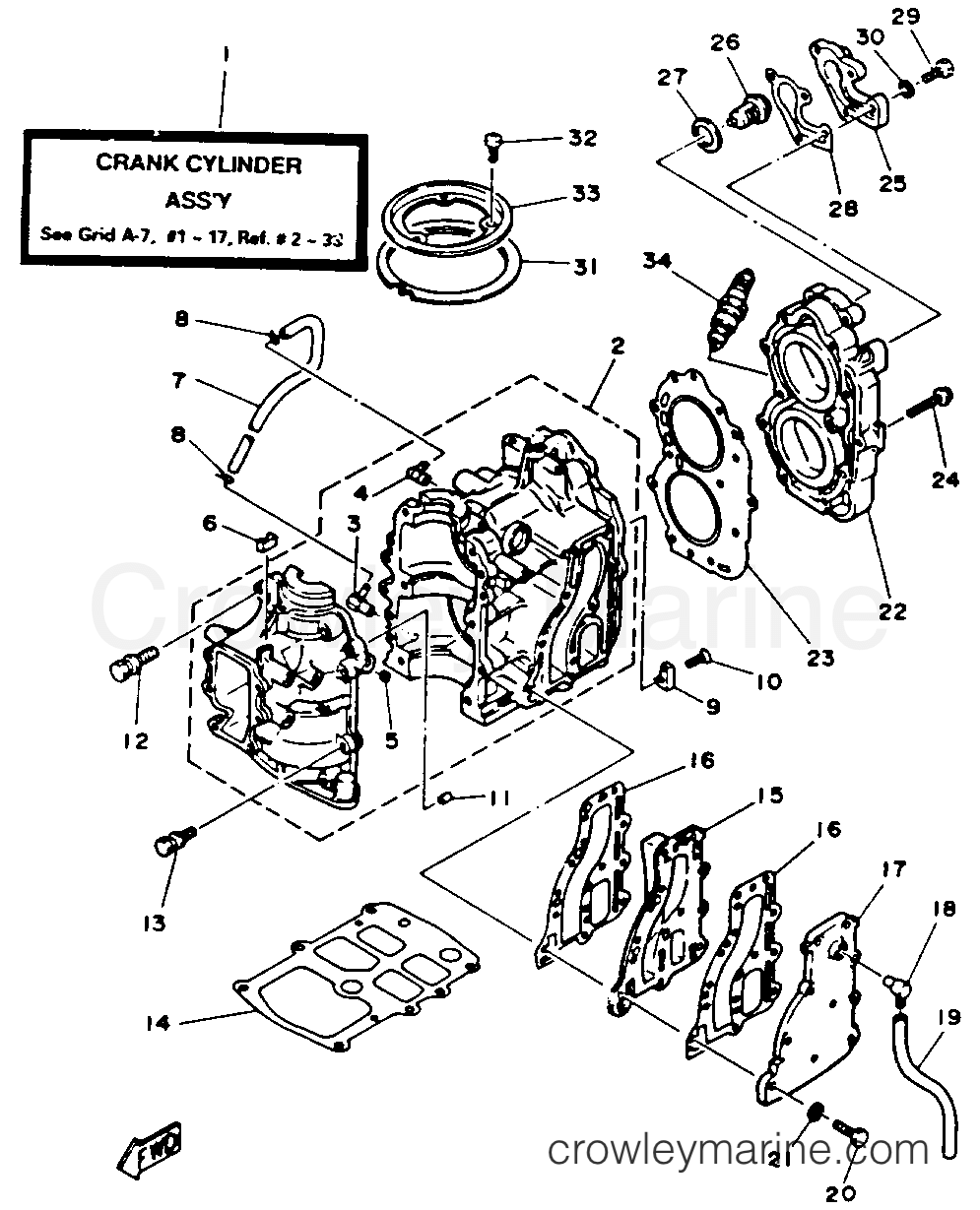 Yamaha Motors 9.9MSHR - CYLINDER CRANKCASE