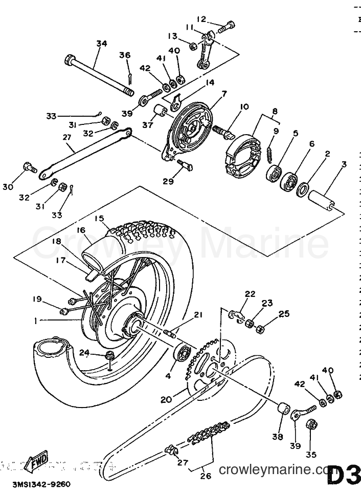 1989 Scooter DT50R - DT50R (3MS1) [999] - REAR WHEEL