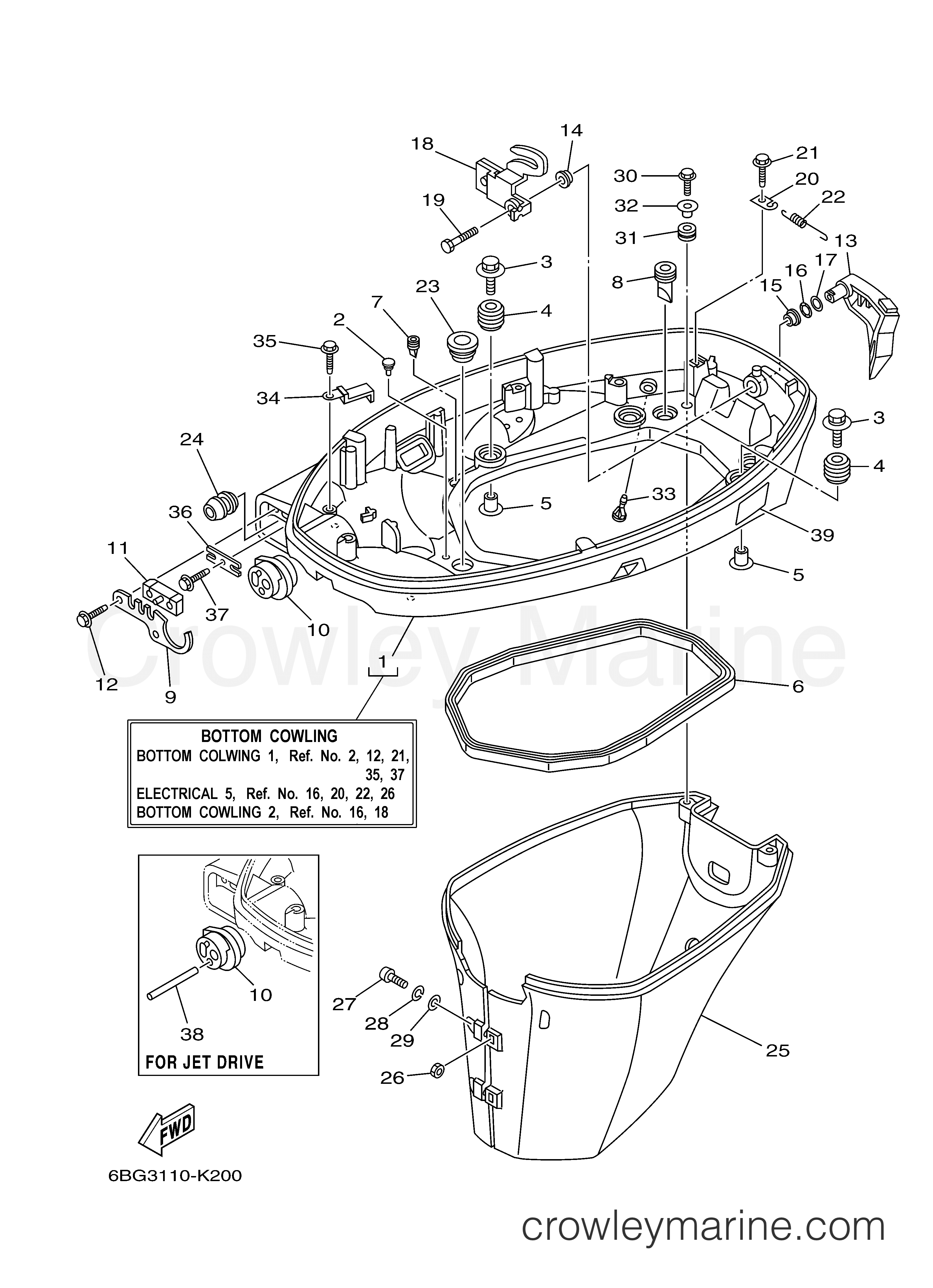 Yamaha Motors F40LA - BOTTOM COWLING 1