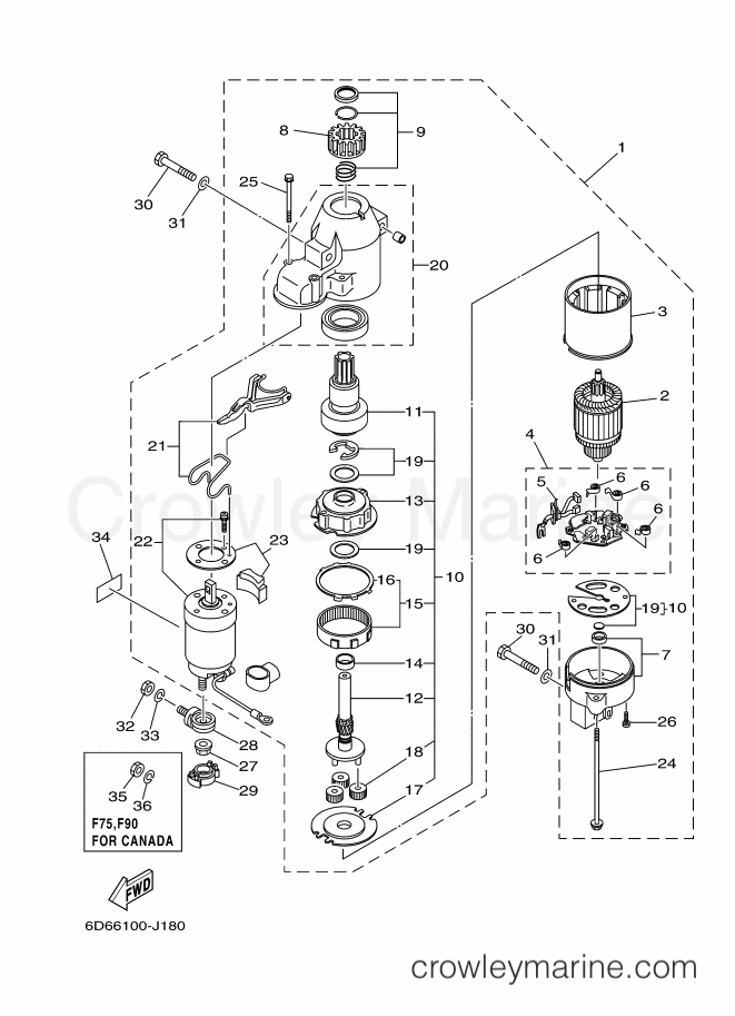 Yamaha Motors F90LA-2012 (6D88) [050] - STARTING MOTOR