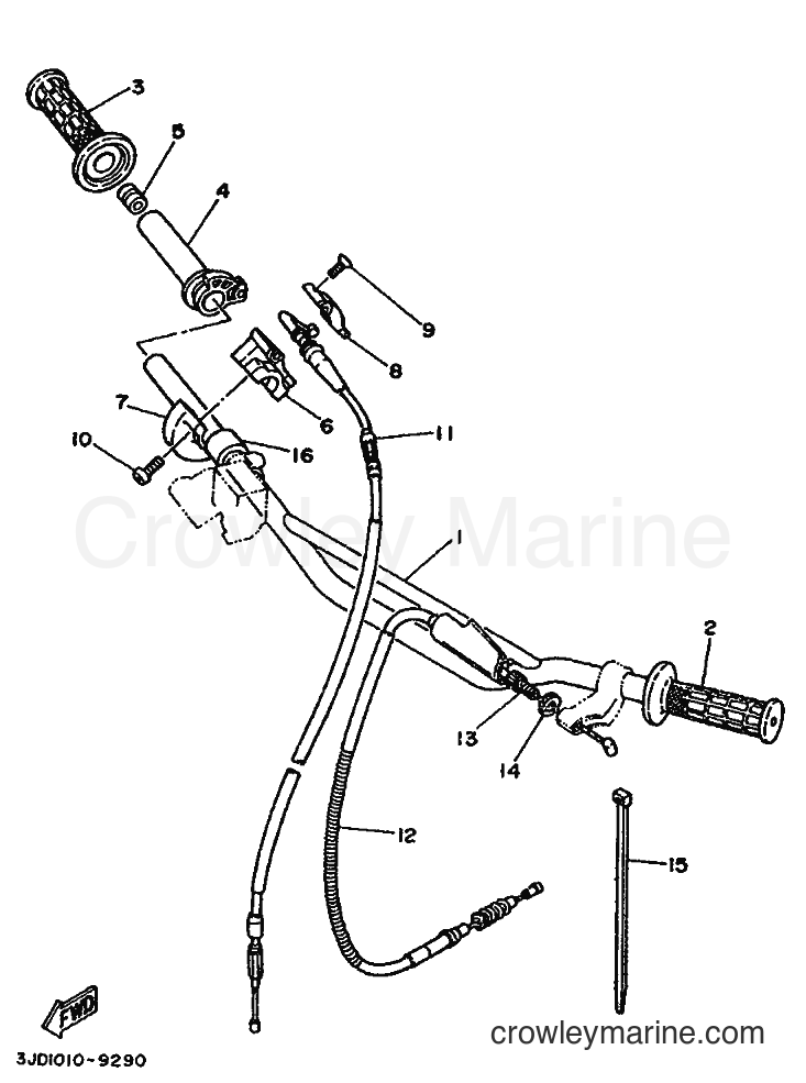 1990 Dirt Bike YZ125 - YZ125 (3SR2) [020] - STEERING HANDLE & CABLE