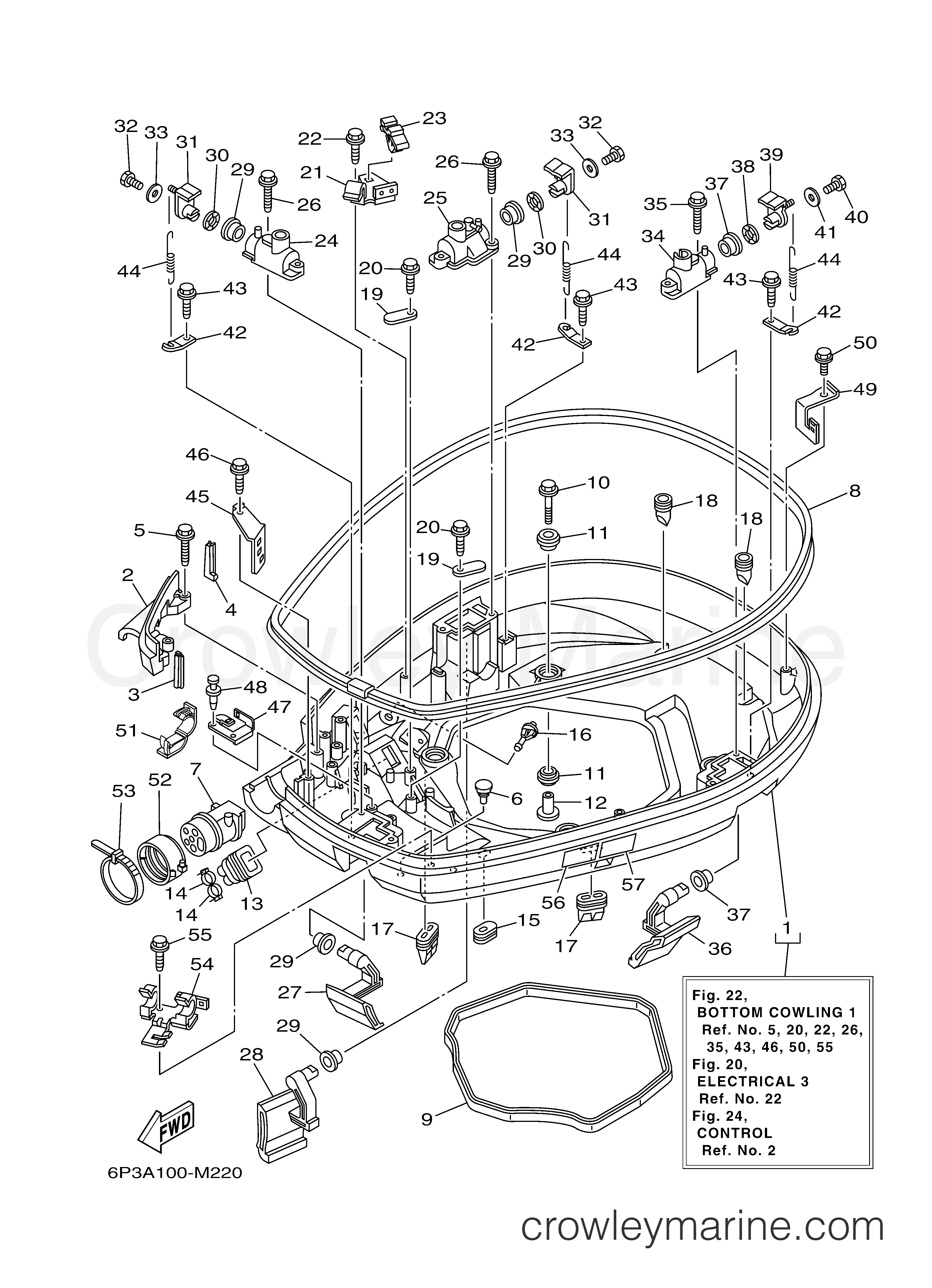 Yamaha Motors LF200XA - BOTTOM COWLING 1