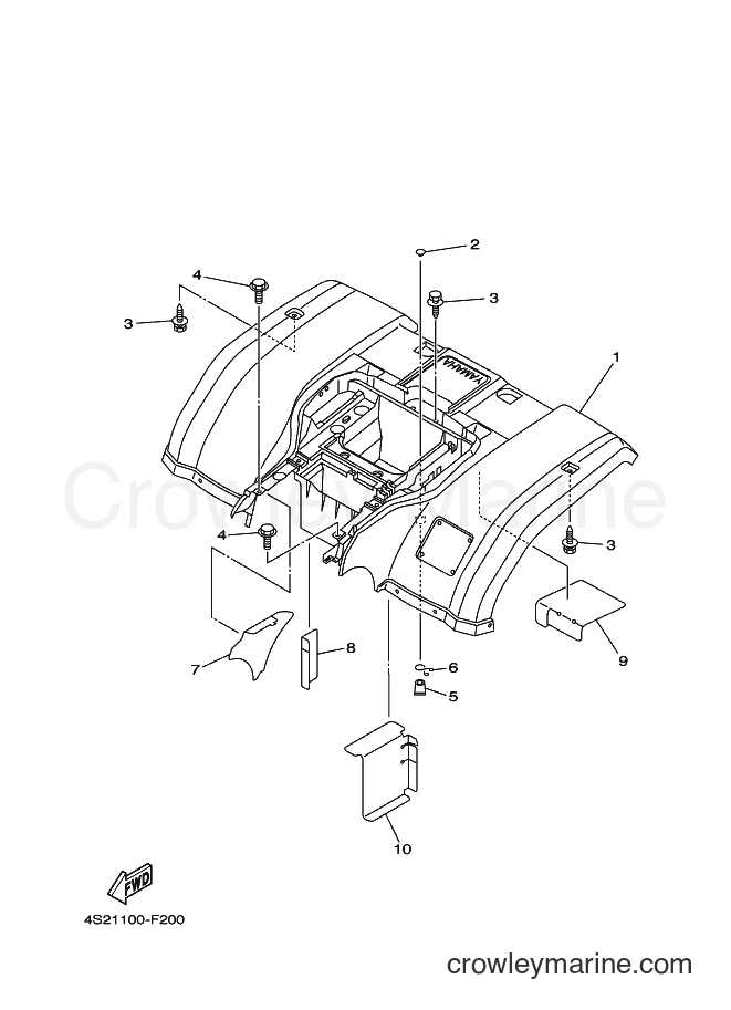 2011 ATV YFM350A - YFM350A (5WHR) [010] - REAR FENDER