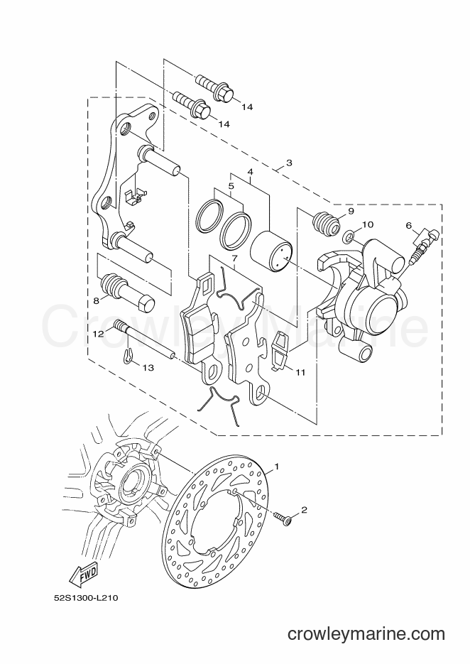 2012 Scooter HW125 - HW125 (53B1) [010] - FRONT BRAKE CALIPER