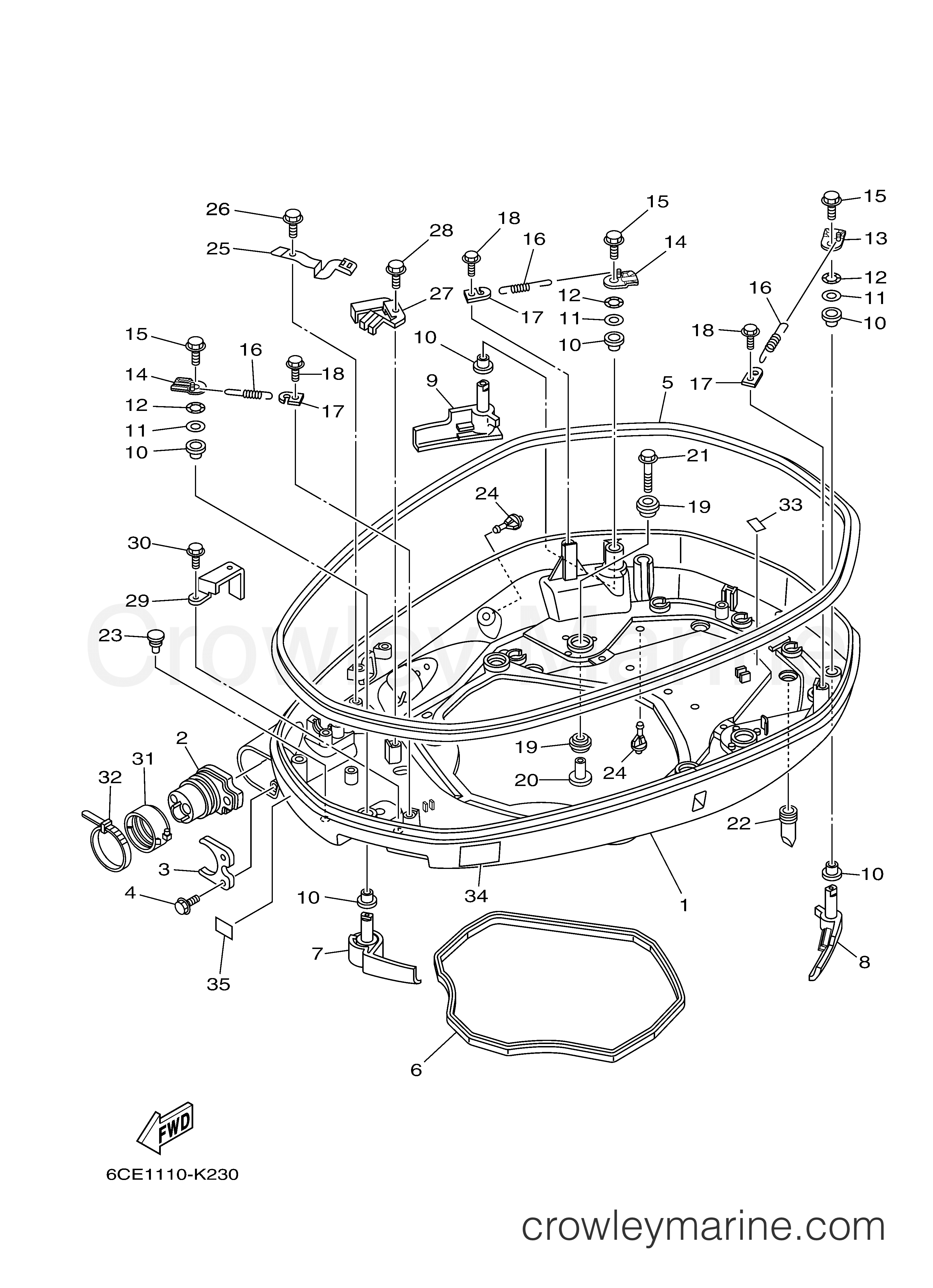 Yamaha Motors F250XCA - BOTTOM COWLING 1