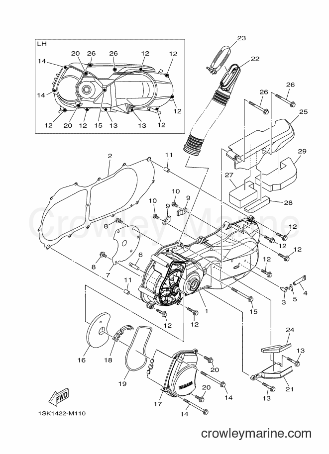 2014 Scooter AL125FC - AL125FC (1SK2) [010] - CRANKCASE COVER 1