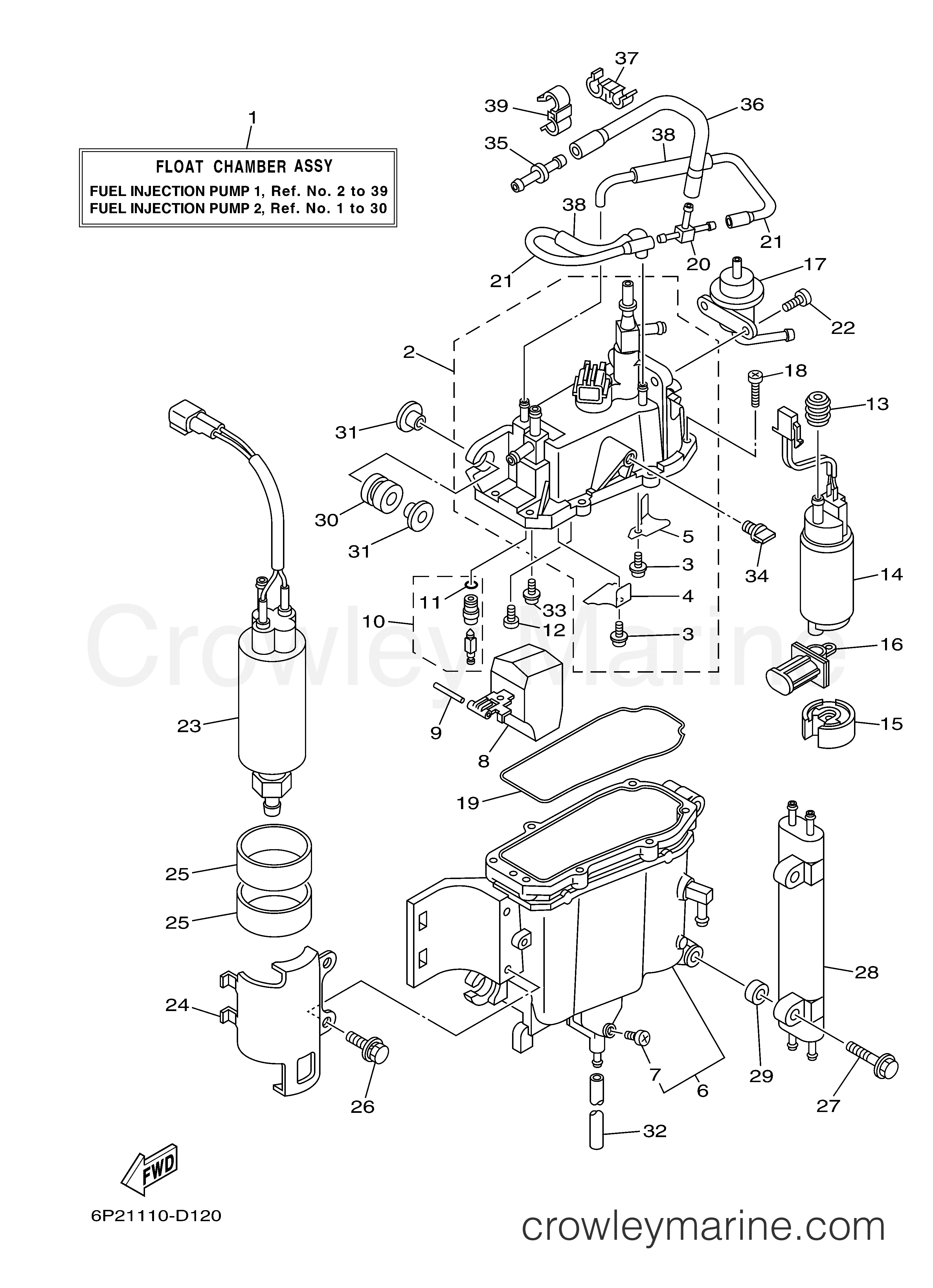 FUEL INJECTION PUMP 1 2005 Yamaha Outboard 250hp F250TXR Crowley Marine