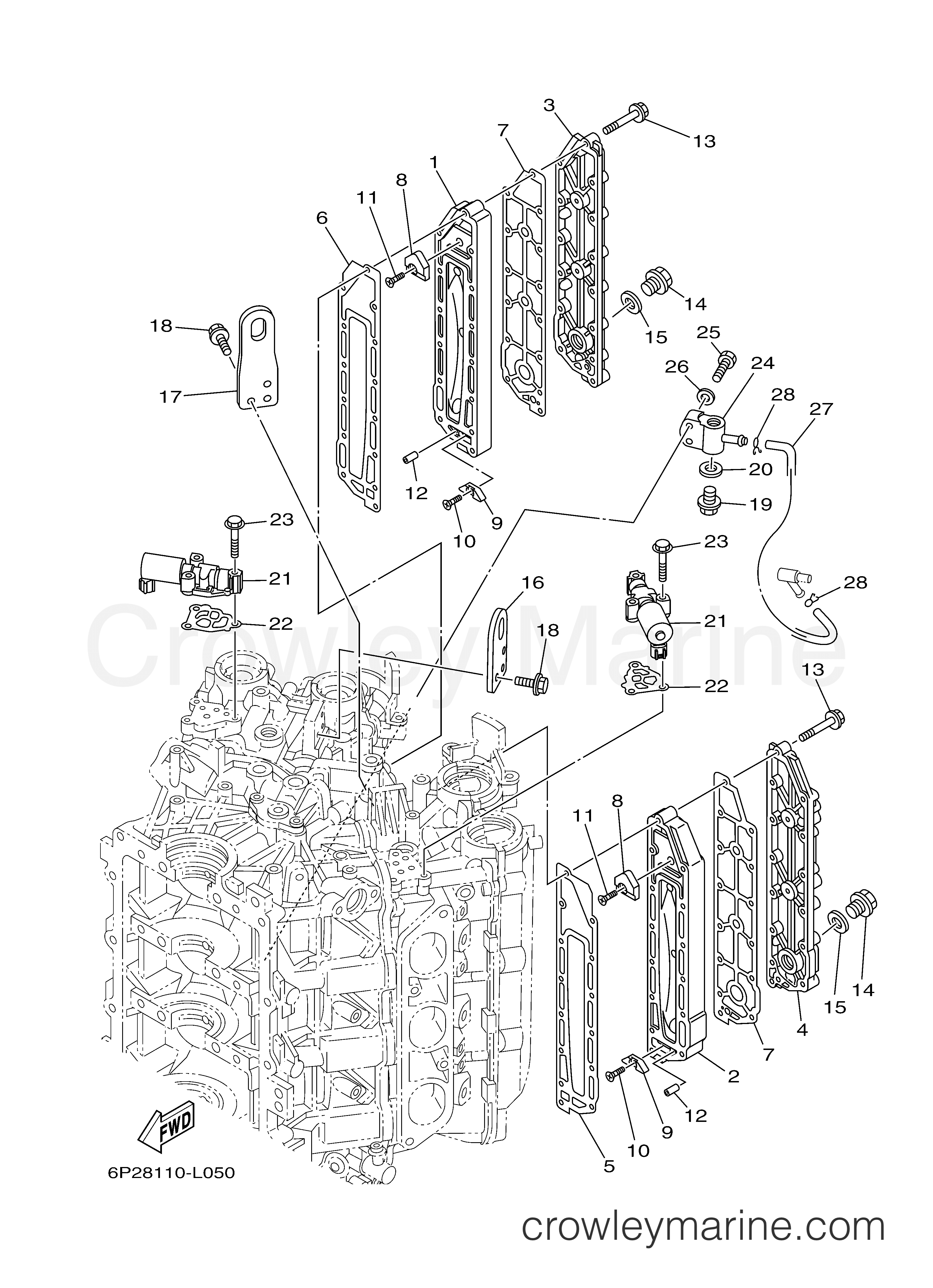 Yamaha Motors LF250UA - CYLINDER CRANKCASE 3